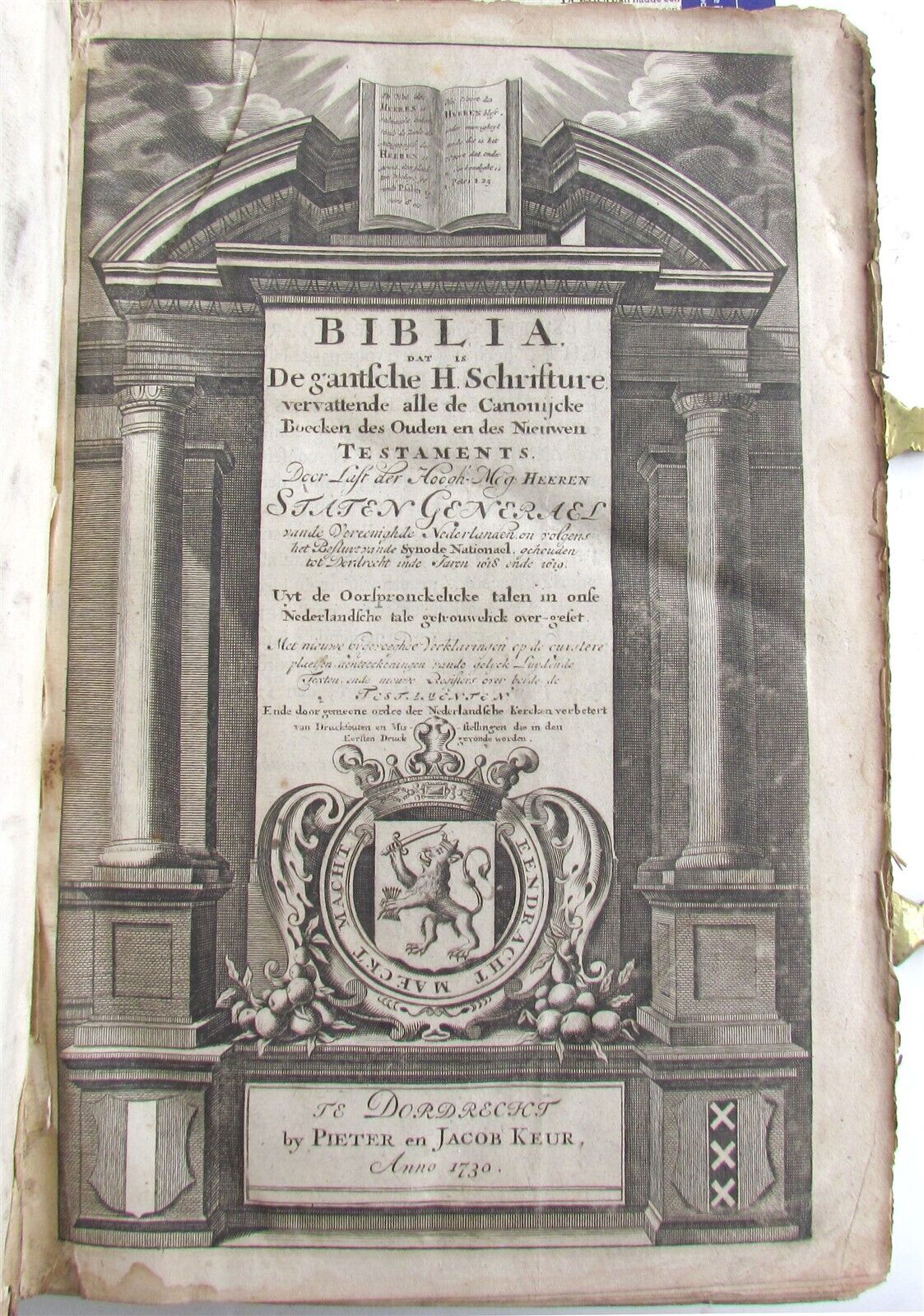 1730 BIBLE in DUTCH ILLUSTRATED w/ MAPS antique MASSIVE FOLIO BIBLIA