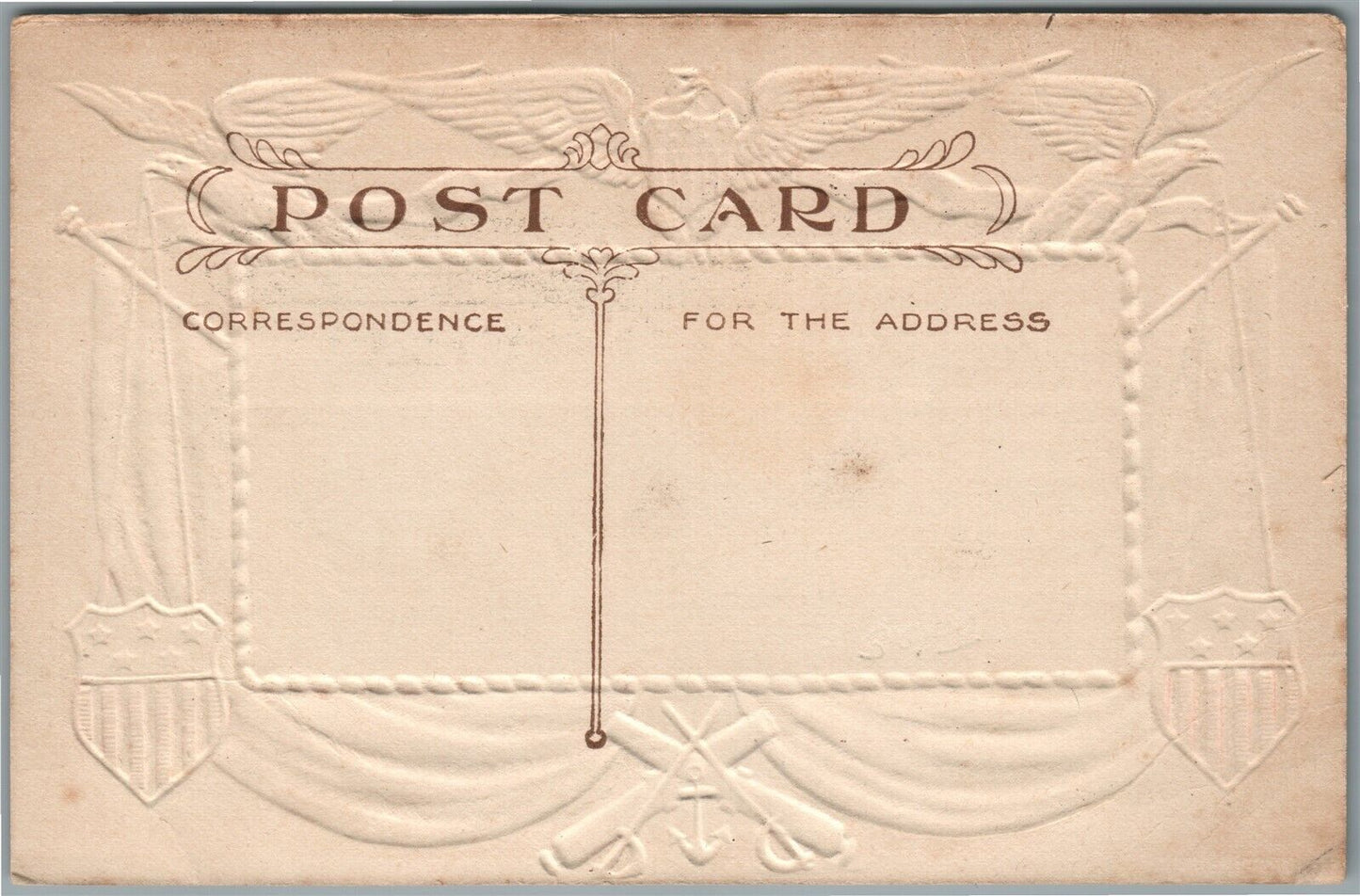 USS KANSAS AMERICAN PATRIOTIC ANTIQUE POSTCARD