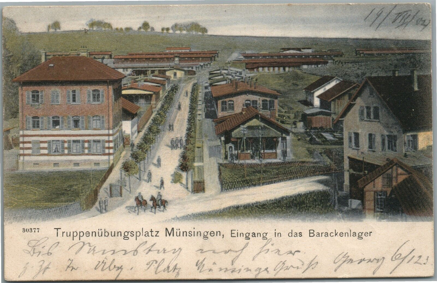 GERMAN MILITARY CAMP MUNSINGEN ANTIQUE POSTCARD