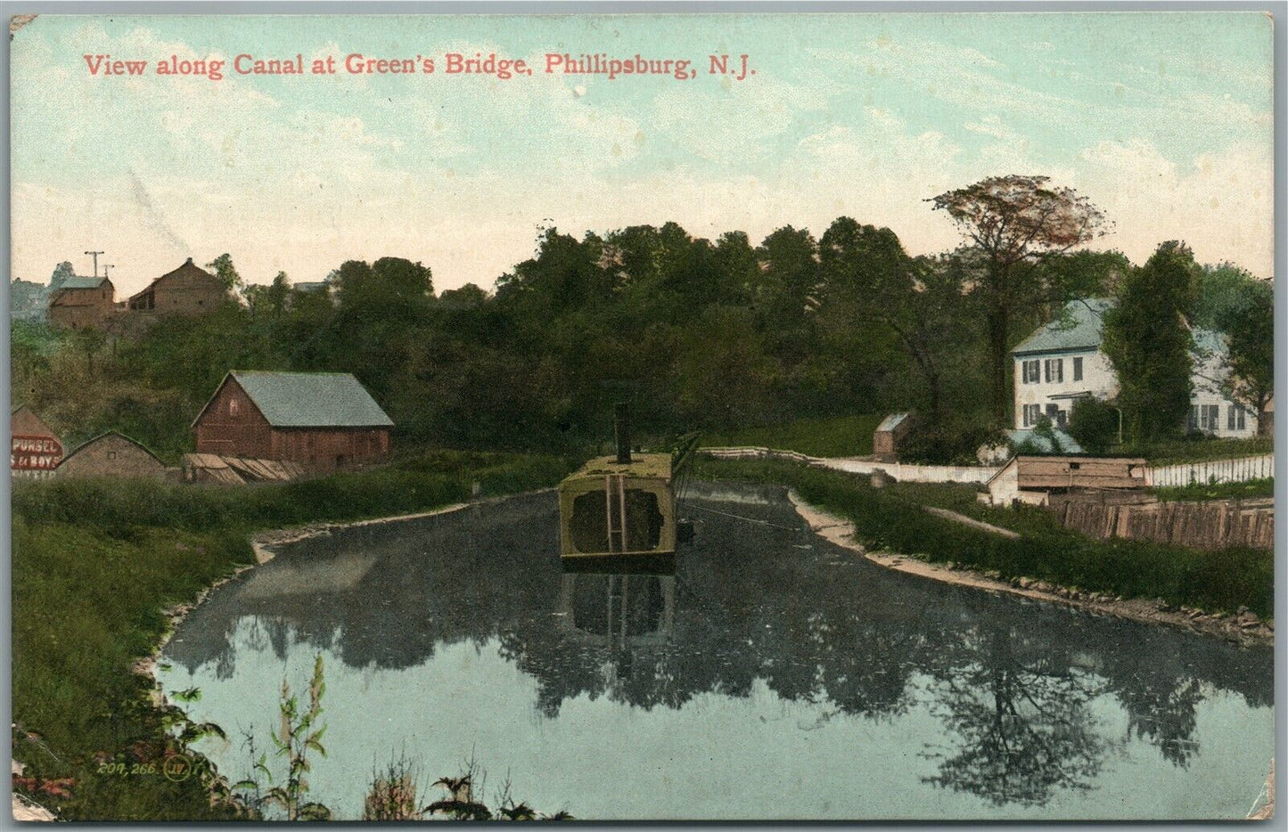 PHILLIPSBURG NJ GREEN'S BRIDGE 1908 ANTIQUE POSTCARD
