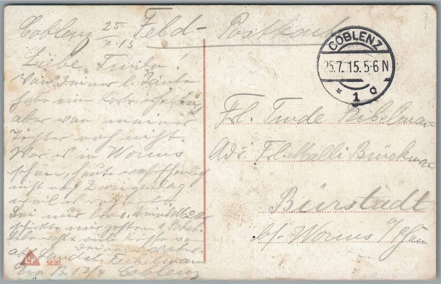 GERMAN 1915 WWI ERA FELDPOST ANTIQUE POSTCARD SOLDIERS MEMORIAL