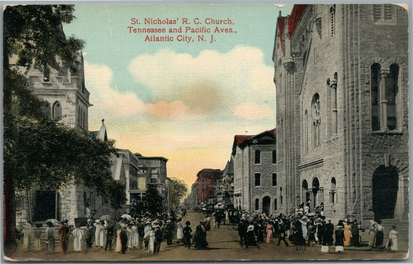 ATLANTIC CITY NJ ST.NICHOLAS R.C. CHURCH ANTIQUE POSTCARD