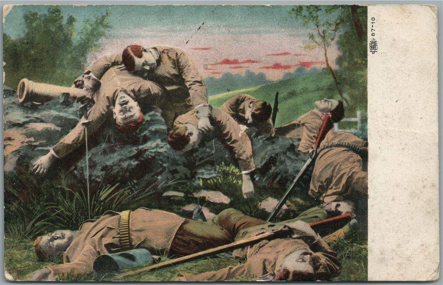DEAD SOLDIERS MILITARY THEME ANTIQUE POSTCARD