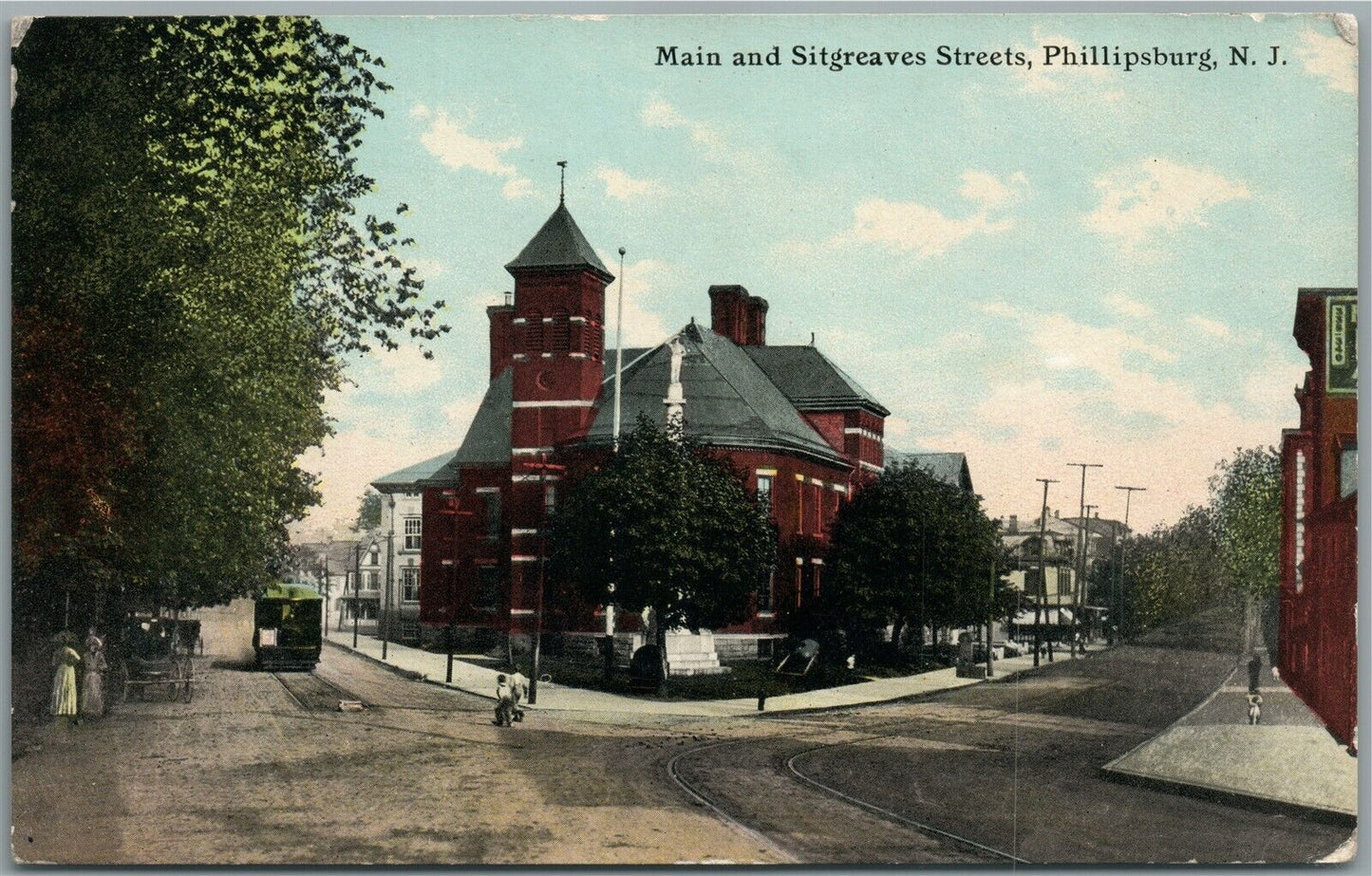 PHILLIPSBURG NJ MAIN & SITGREAVES STREET ANTIQUE POSTCARD