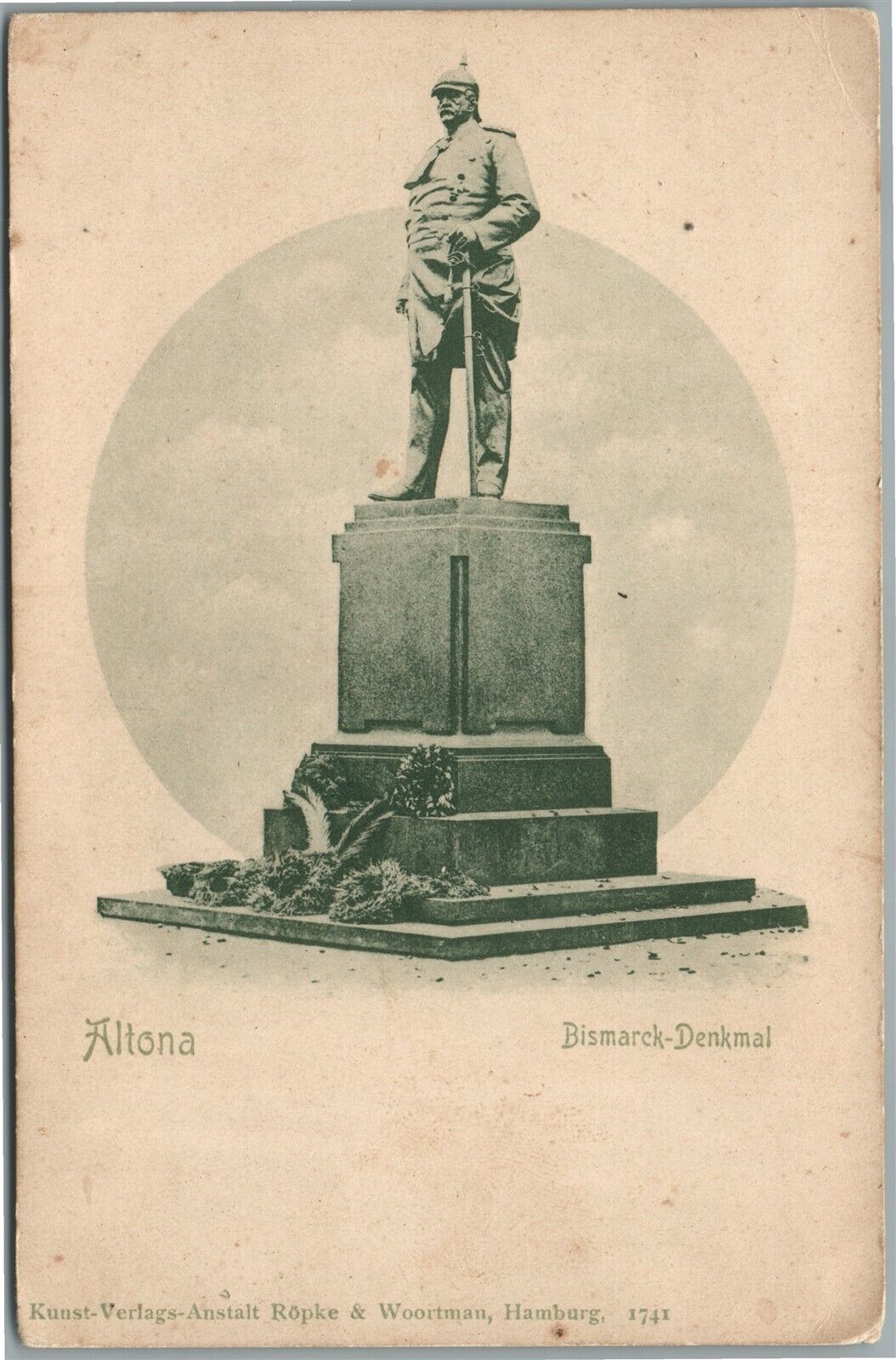 ALTONA BISMARK DENKMAL ANTIQUE POSTCARD