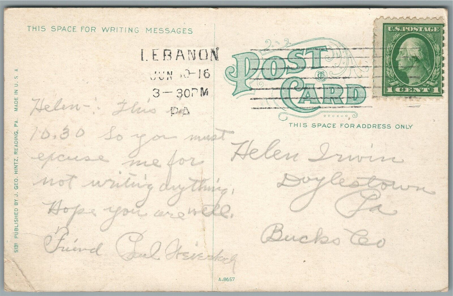 N.G.P. CAMP STATE YMCA TENT ANTIQUE POSTCARD