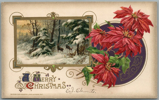 MERRY CHRISTMAS JOHN WINSCH 1911 EMBOSSED ANTIQUE POSTCARD