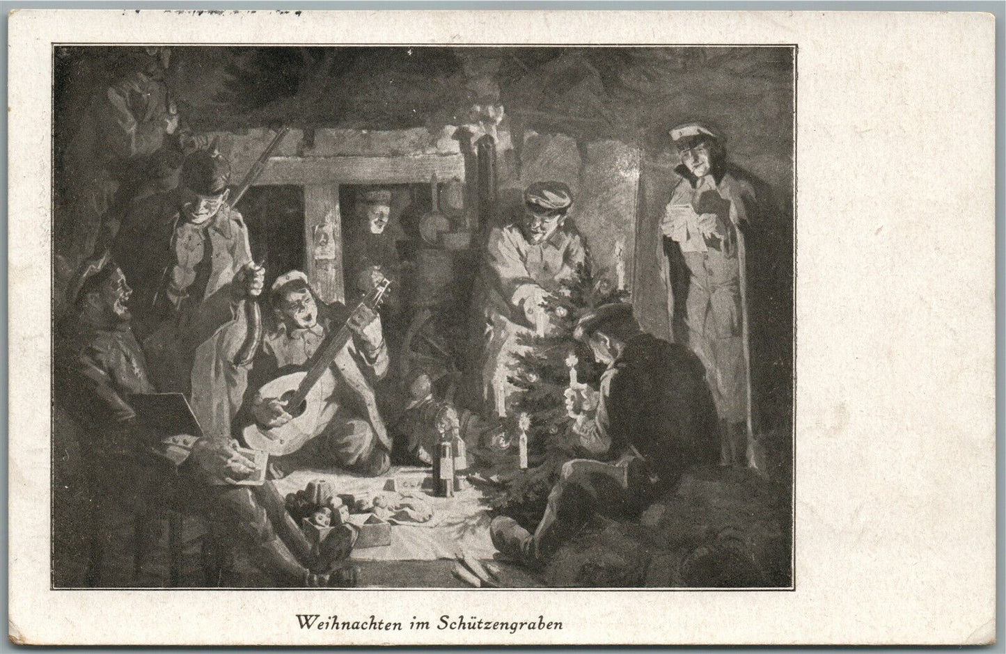 GERMAN WWI ERA SOLDIERS AT REST 1916 FELD POSTKARTE ANTIQUE POSTCARD