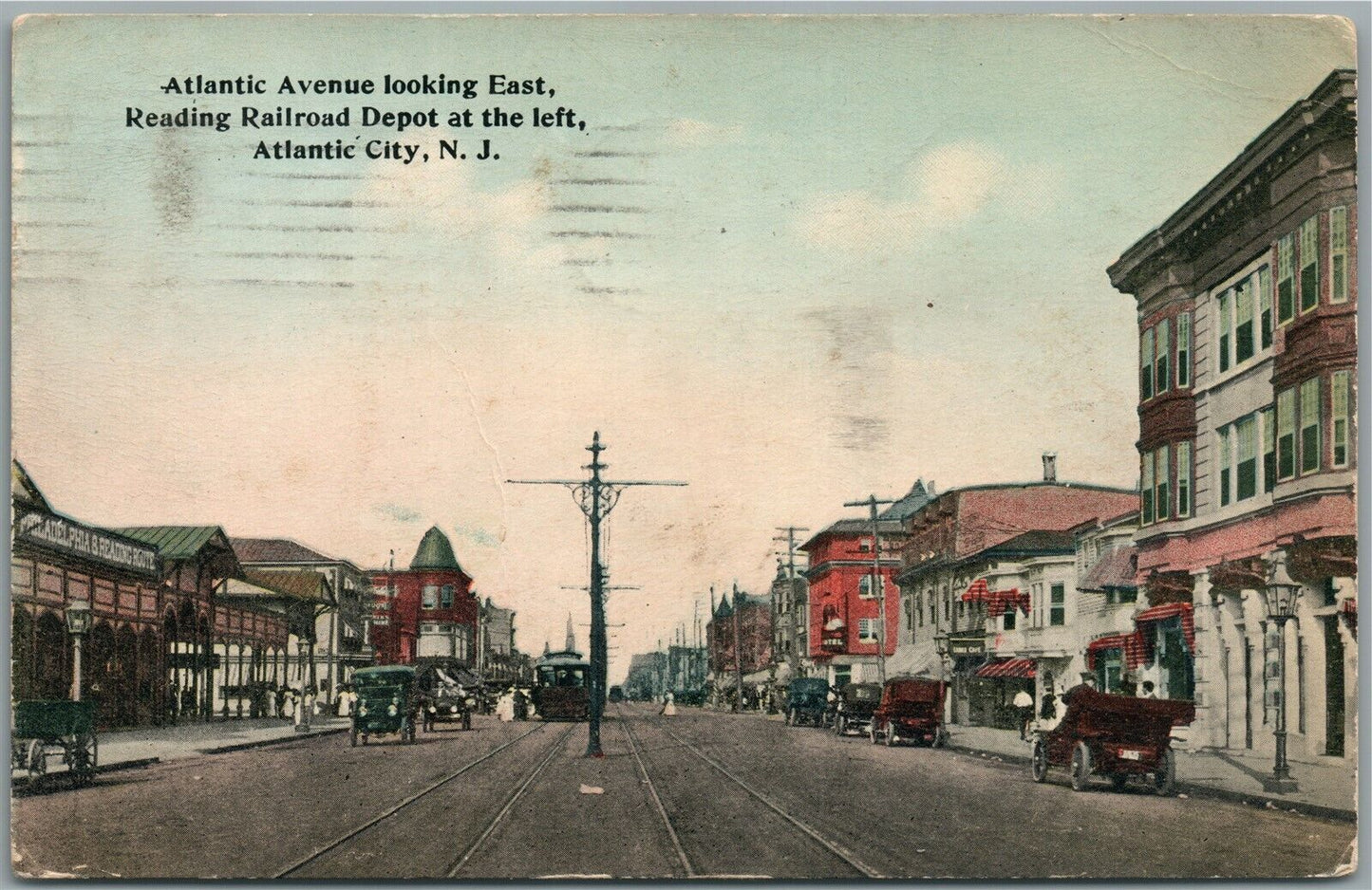 ATLANTIC CITY NJ RAILROAD DEPOT RAILWAY STATION ANTIQUE POSTCARD