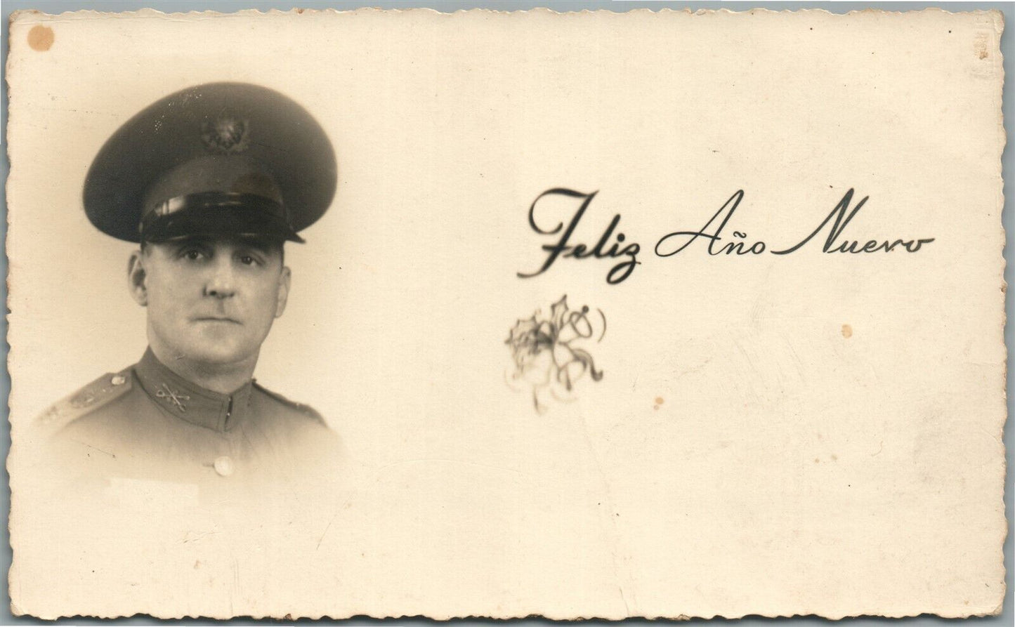 SPANISH CIVIL WAR ERA OFFICER VINTAGE REAL PHOTO POSTCARD RPPC