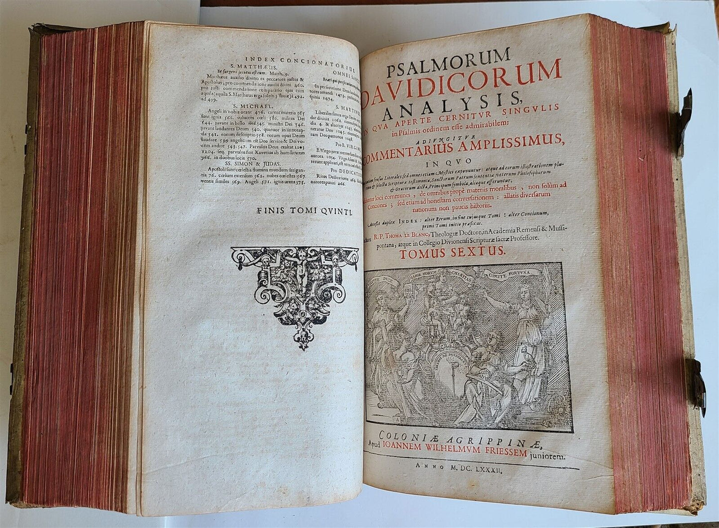 1682 PSALMS of DAVID COMMENTARY antiue PIGSKIN BOUND FOLIO vol. 5-6