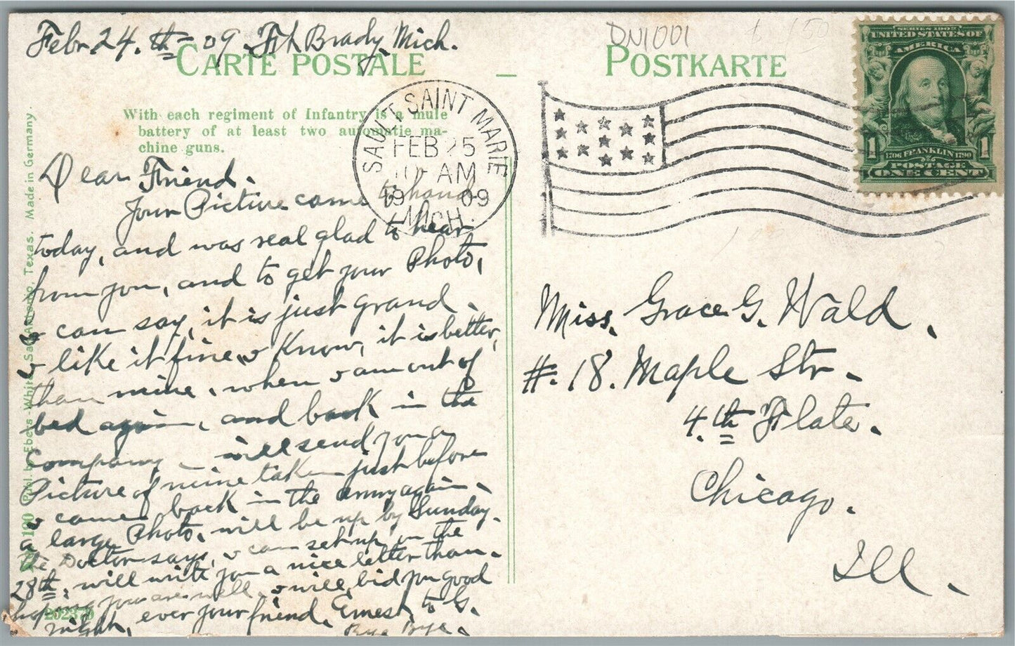 INFANTRY MACHINE GUNS ANTIQUE POSTCARD