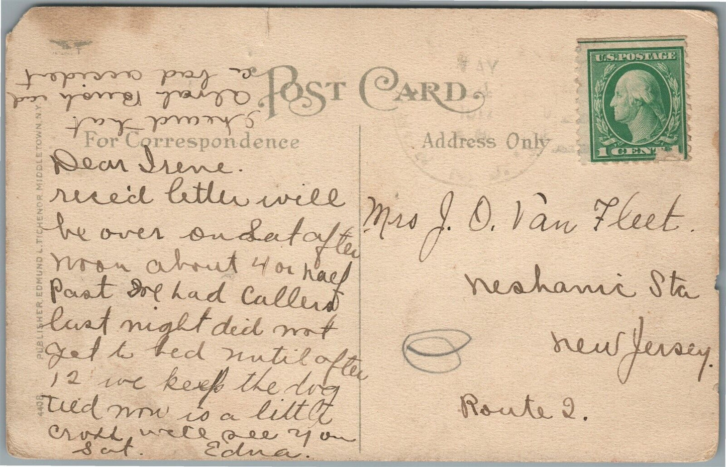 NORTH BRANCH NJ HOTEL ANTIQUE POSTCARD