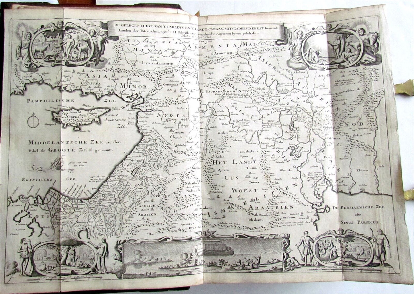 1730 BIBLE in DUTCH ILLUSTRATED w/ MAPS antique MASSIVE FOLIO BIBLIA