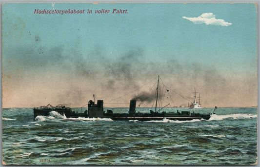 GERMAN TORPEDO BOAT ANTIQUE POSTCARD military ship