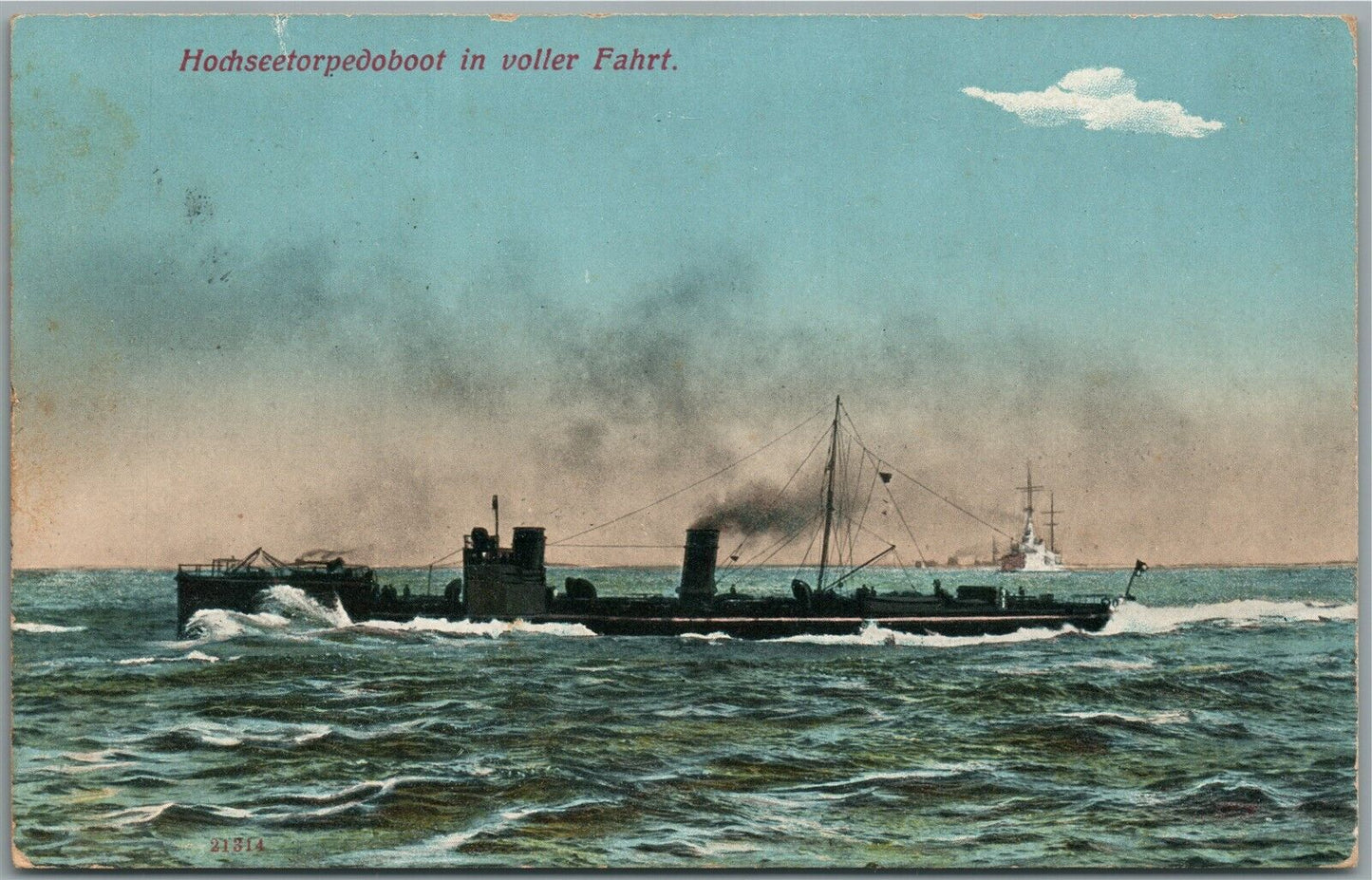 GERMAN TORPEDO BOAT ANTIQUE POSTCARD military ship
