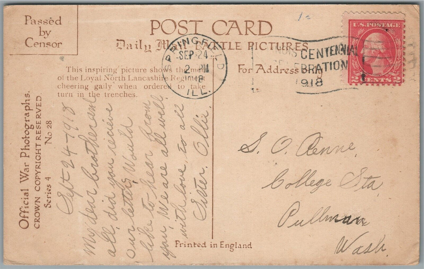 BRITISH LOYAL NORTH LANCASHIRE REGIMENT ANTIQUE POSTCARD