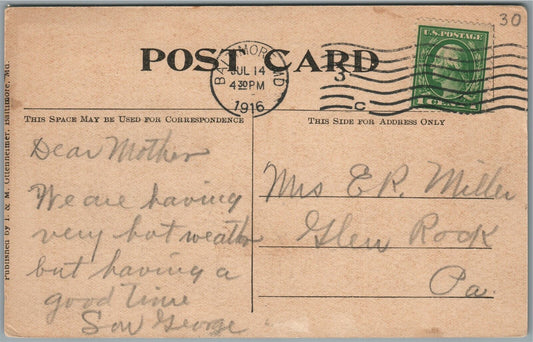 GERMAN U-BOAR DEUSCHLAND CAPTAIN KOENIG BALTIMORE HARBOR 1916 ANTIQUE POSTCARD