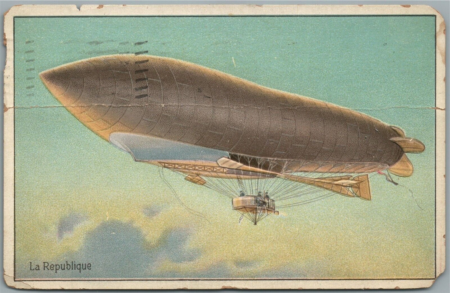 FRENCH DIRIGIBLE LA REPUBLIQUE WWI ERA ANTIQUE POSTCARD early aviation
