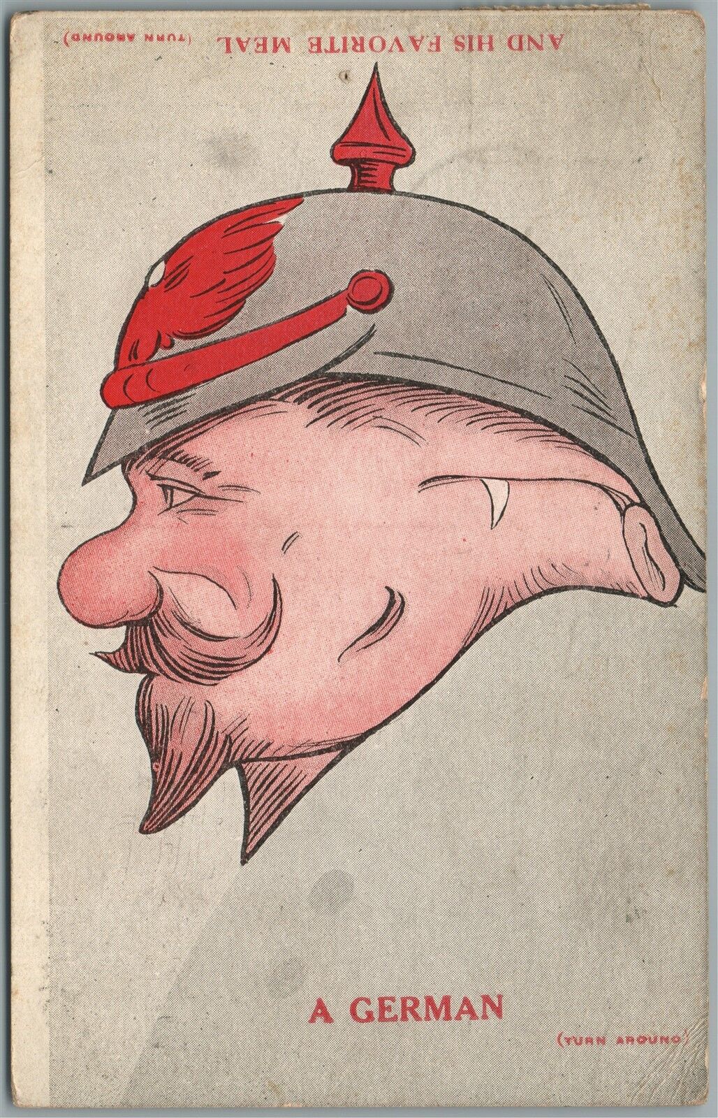 WWI ERA GERMAN SOLDIER COMIC ANTIQUE POSTCARD