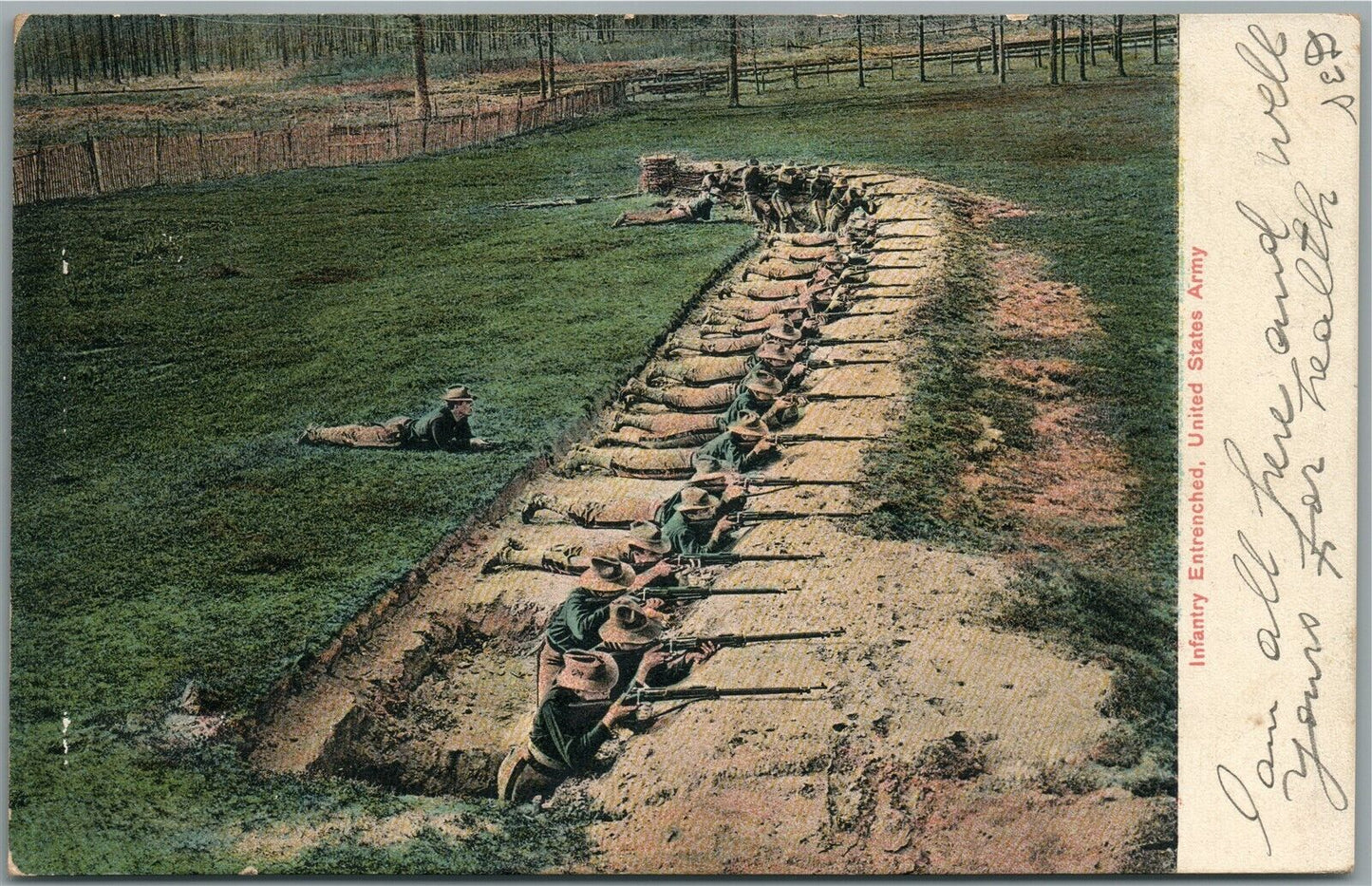 US ARMY INFANTRY ENTRENCHED ANTIQUE POSTCARD