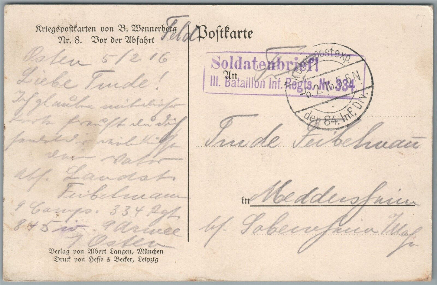 GERMAN MILITARY THEME WWI ERA ROMANTIC SOLDIER'S MAIL ANTIQUE POSTCARD