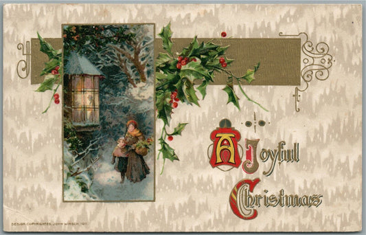JOYFUL CHRISTMAS by WINSCH ANTIQUE POSTCARD