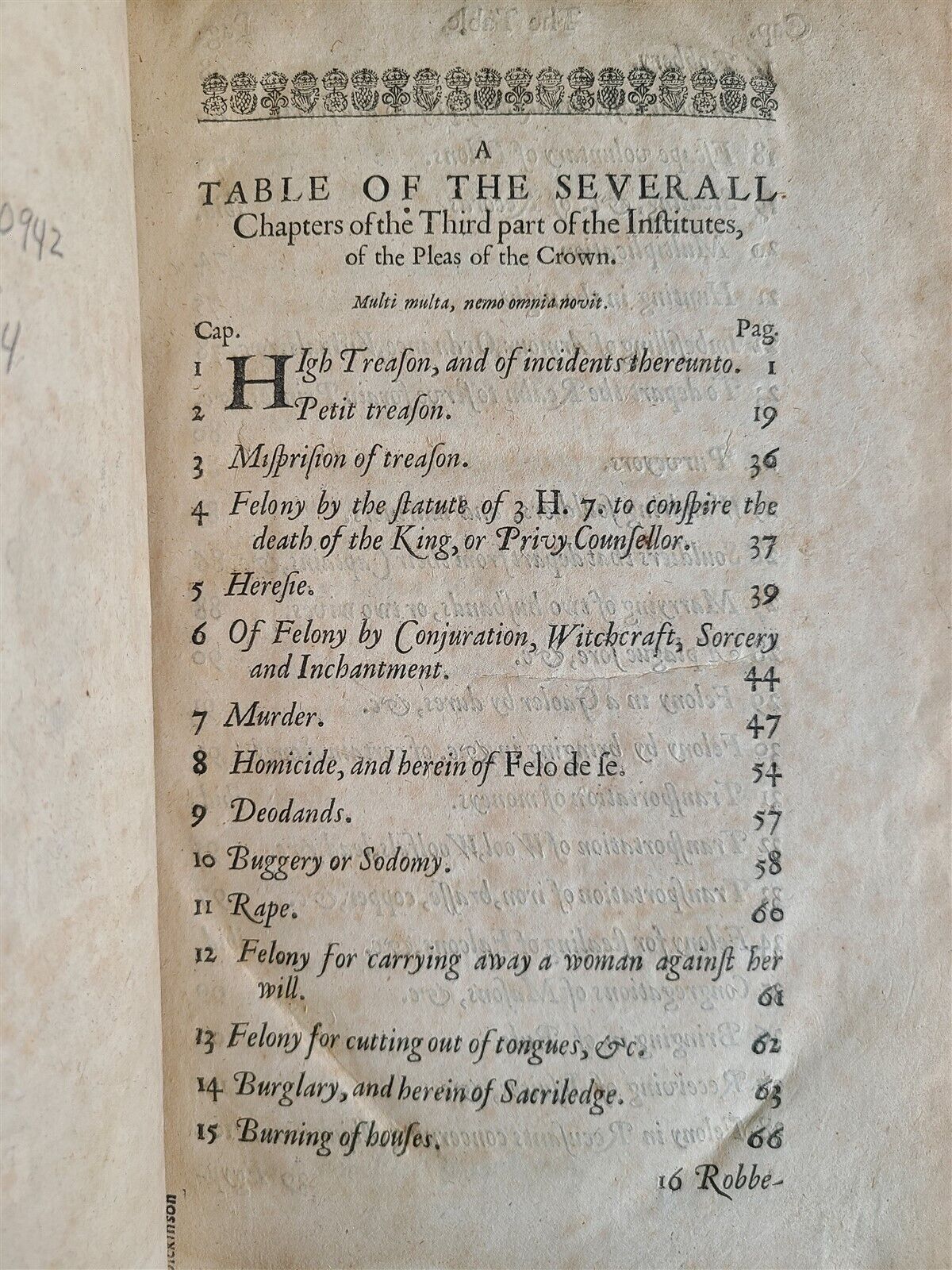 1648 THIRD & FOURTH PART of INSTITUTES of LAWS of ENGLAND antique in ENGLISH