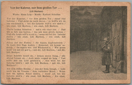 GERMAN MILITARY THEME ANTIQUE POSTCARD w/ SONG WORDS