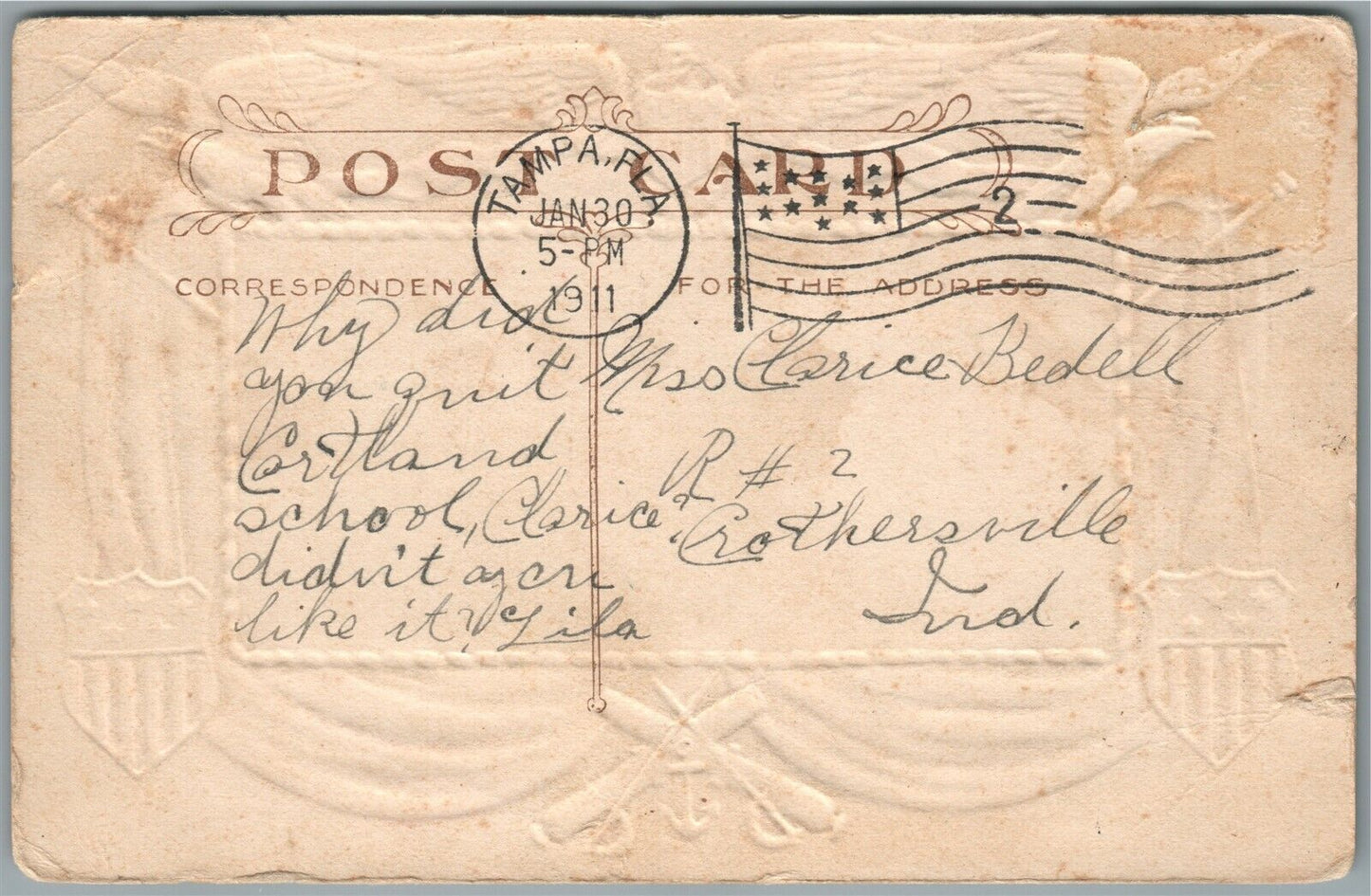 USS NEW JERSEY AMERICAN PATRIOTIC ANTIQUE POSTCARD