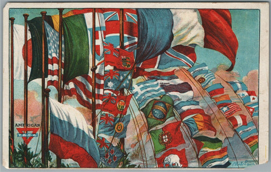 ALLIES FLAGS AMERICAN YMCA ANTIQUE POSTCARD