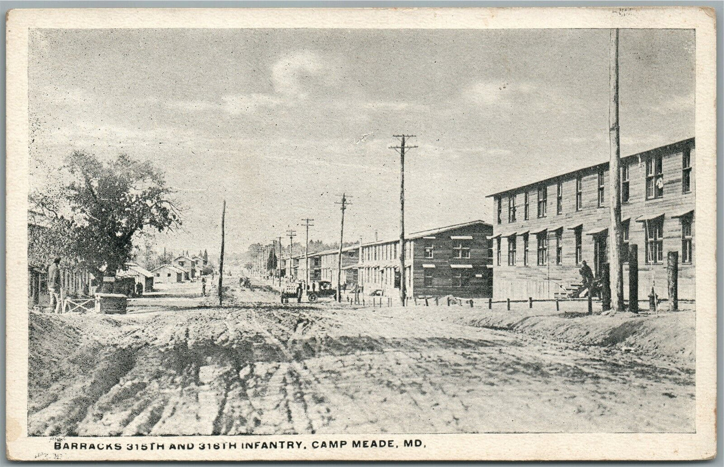 MILITARY CAMP MEADE MD BARRACKS ANTIQUE POSTCARD