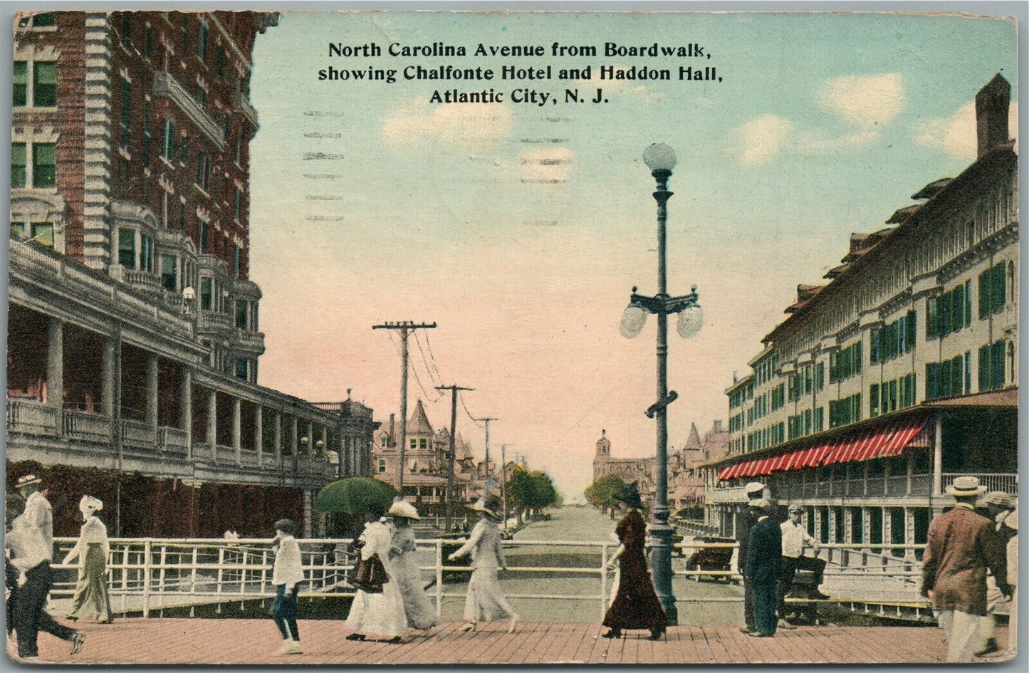 ATLANTIC CITY NJ NORTH CAROLINA AVENUE CHALFONTE HOTEL ANTIQUE POSTCARD