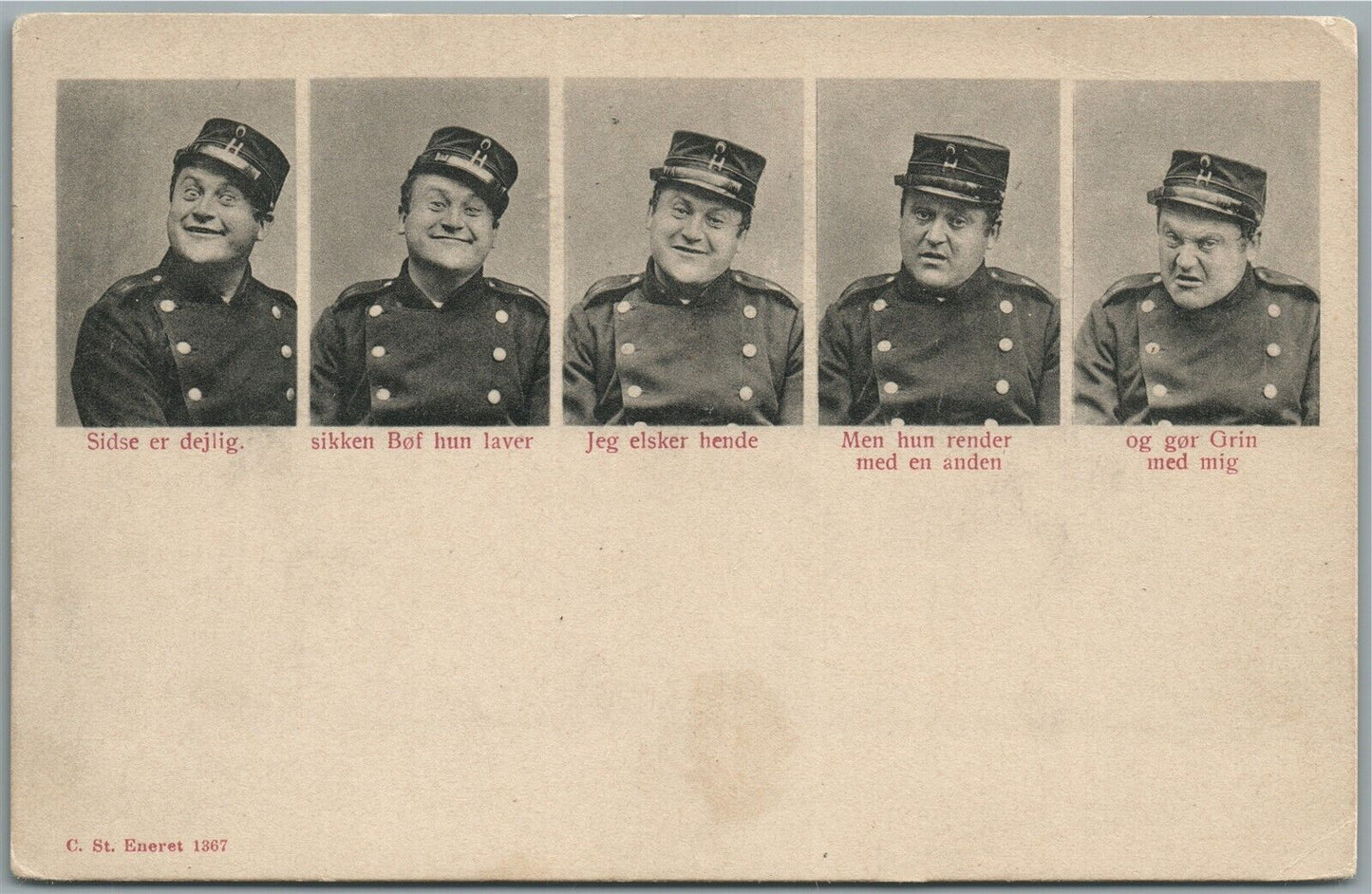 NORWAY WWI ERA SOLDIER COMIC ANTIQUE POSTCARD