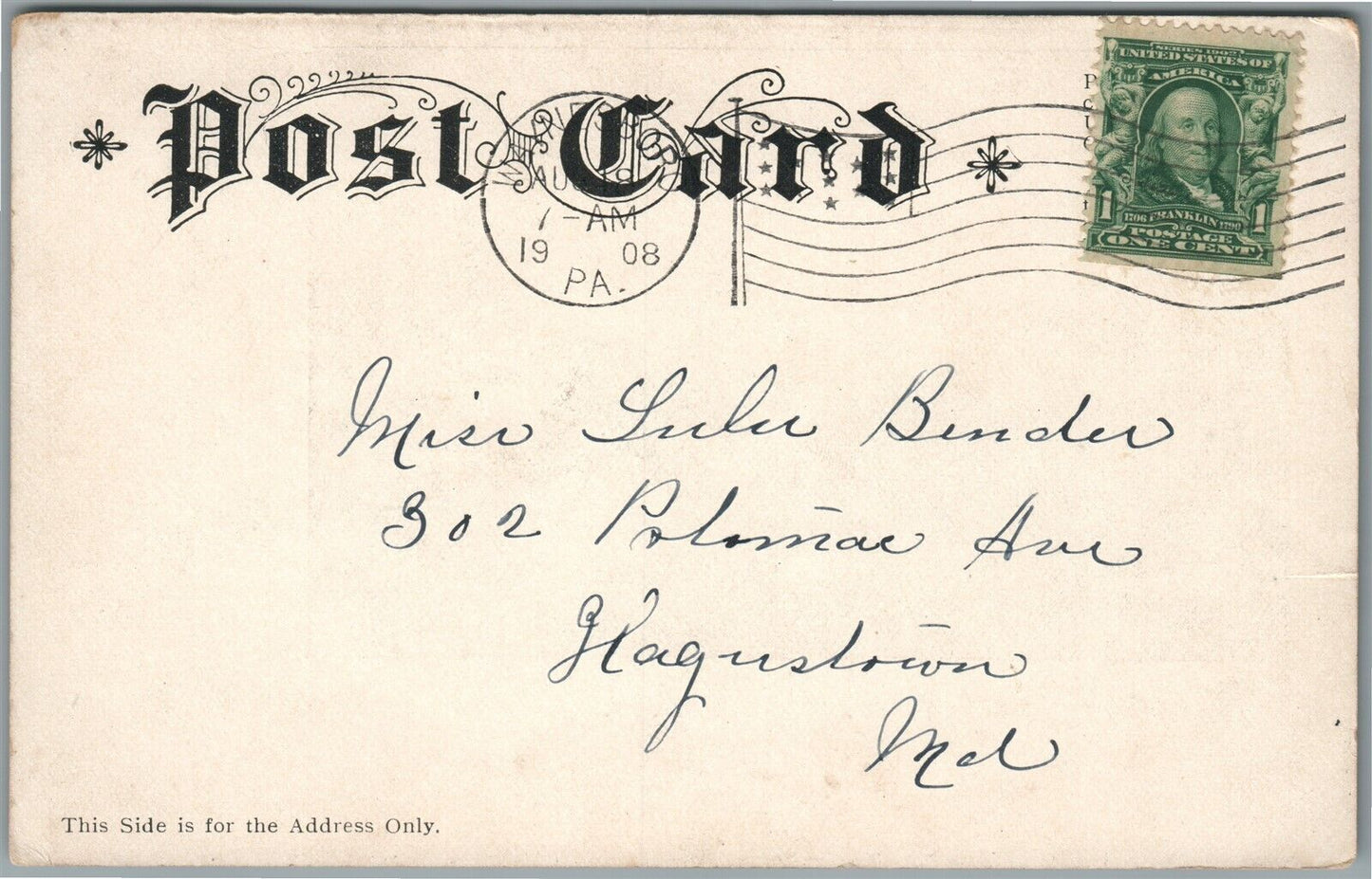 WAYNESBORO PA MAIN STREET ANTIQUE POSTCARD