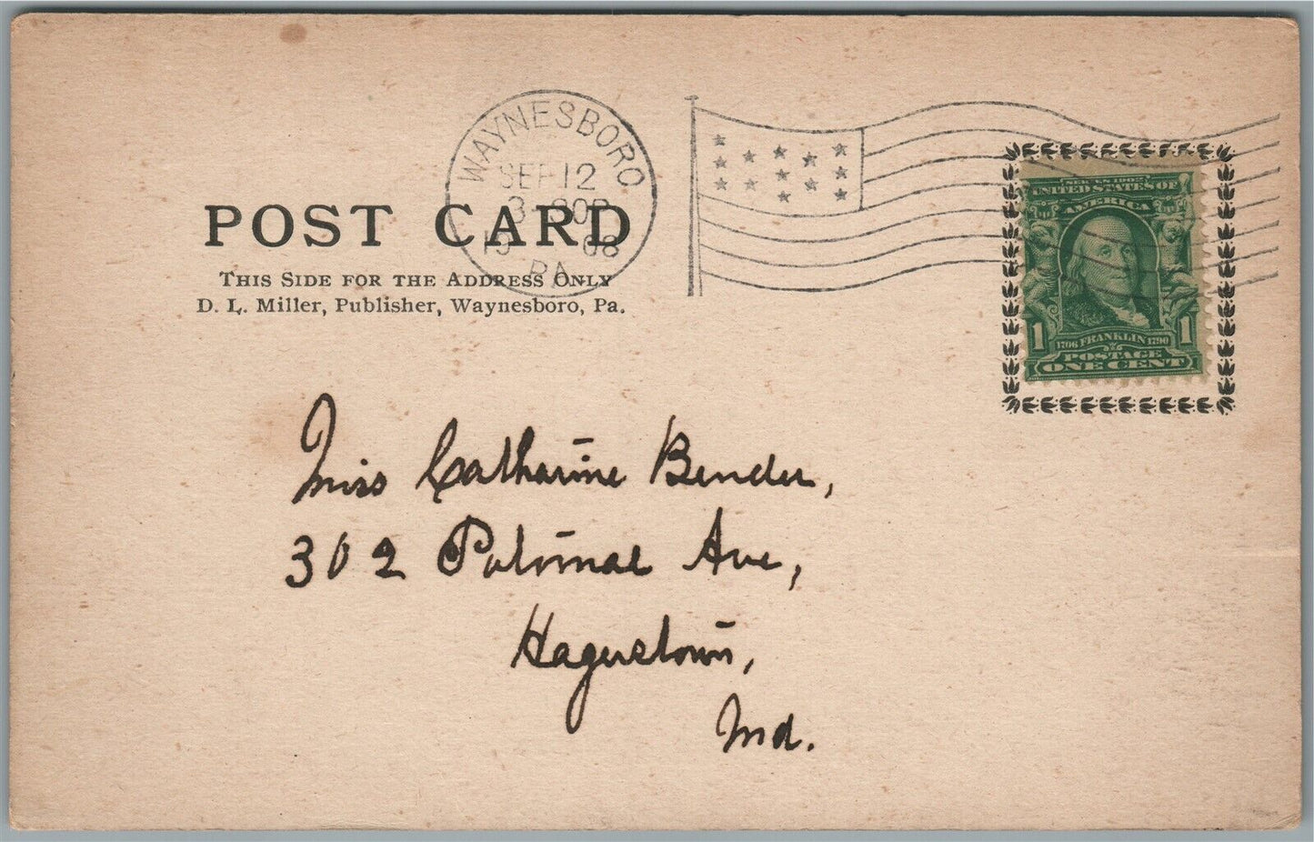 WAYNESBORO PA WEST SECOND STREET ANTIQUE POSTCARD