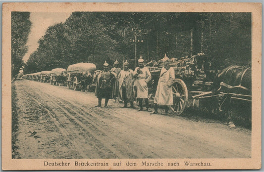 GERMAN ARMY on the MARCH TO WARSAW POLAND ANTIQUE POSTCARD
