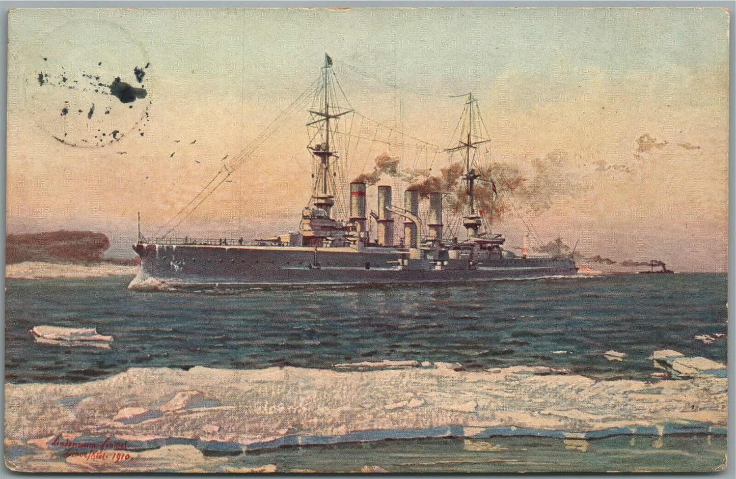 SMS YORCK SHIP GERMAN ANTIQUE POSTCARD