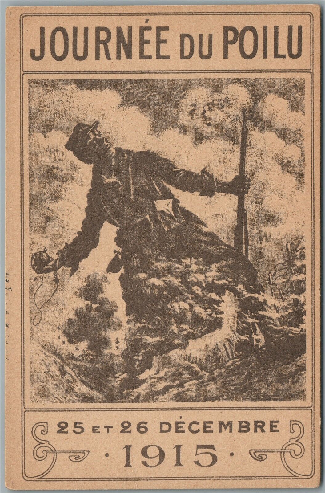 1915 AD for WWI FRENCH MILITARY PROPAGANDA of SOLDIER'S STORIES ANTIQUE POSTCARD