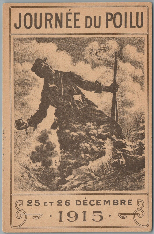 1915 AD for WWI FRENCH MILITARY PROPAGANDA of SOLDIER'S STORIES ANTIQUE POSTCARD