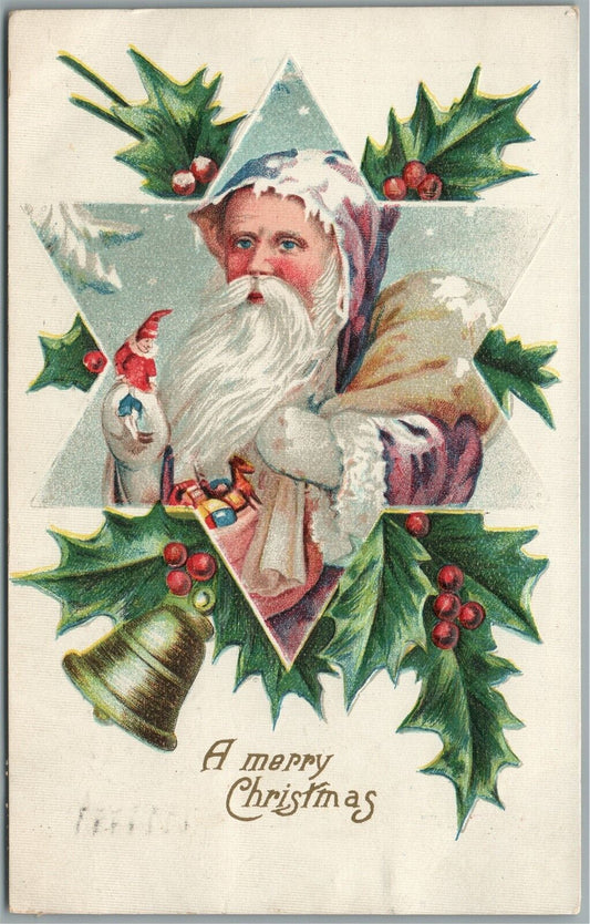 SANTA MERRY CHRISTMAS ANTIQUE POSTCARD