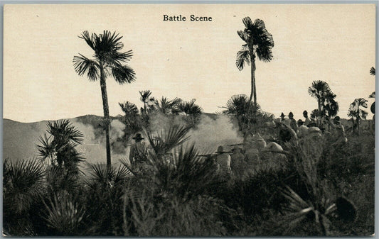 SPANISH AMERICAN WAR BATTLE SCENE ANTIQUE POSTCARD