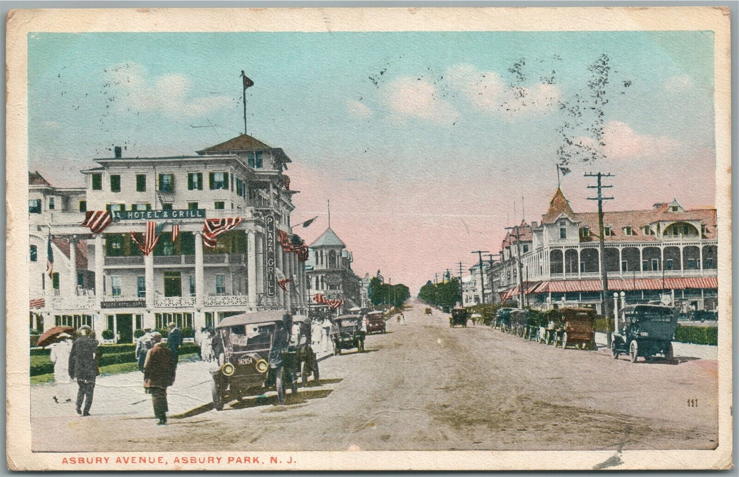 ASBURY PARK NJ ASBURY AVE. ANTIQUE POSTCARD