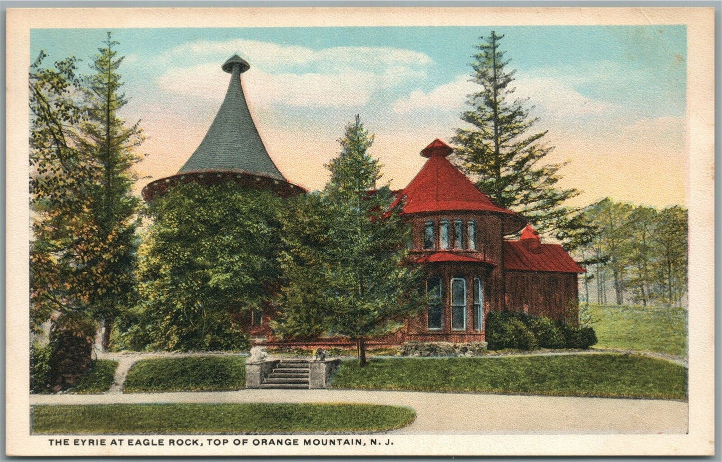 TOP OF ORANGE MOUNTAIN NJ EYRIE AT EAGLE ROCK ANTIQUE POSTCARD
