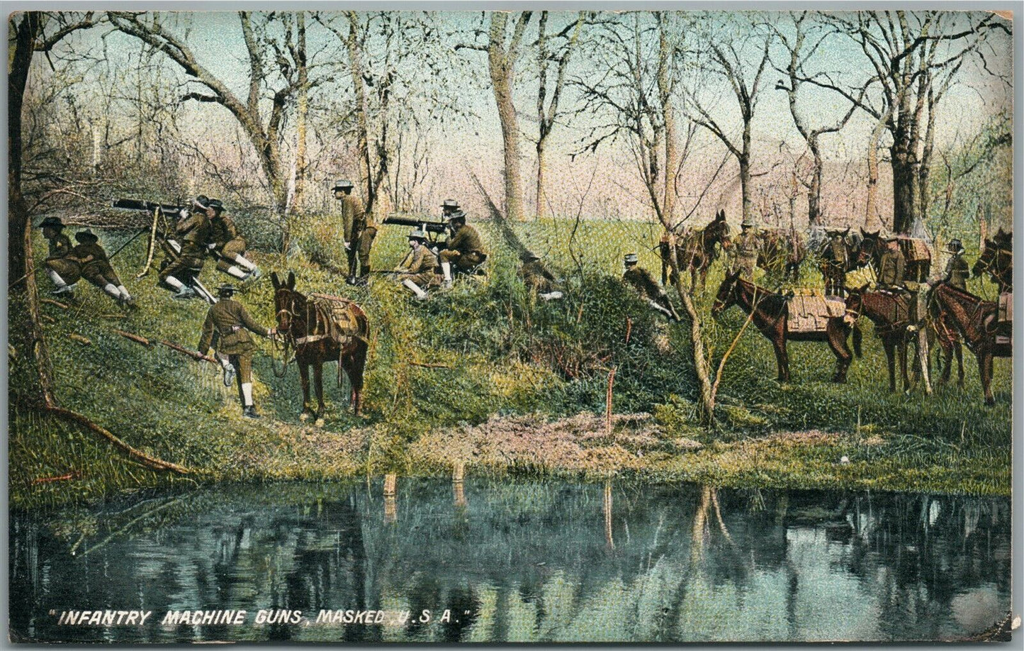 INFANTRY MACHINE GUNS ANTIQUE POSTCARD