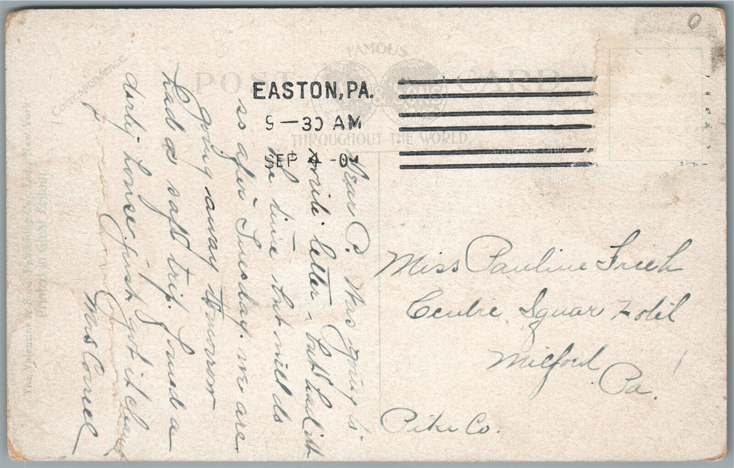 EASTON PA CENTRAL FIRE STATION ANTIQUE POSTCARD