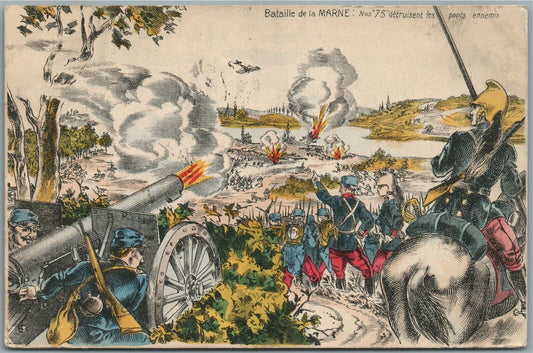 BATAILLE DE LA MARNE FIRST BATTLE of the MARNE WWI ERA ANTIQUE POSTCARD