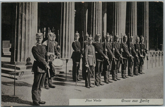 GERMAN MILITARY PARADE GRUSS AUS BERLIN ANTIQUE POSTCARD