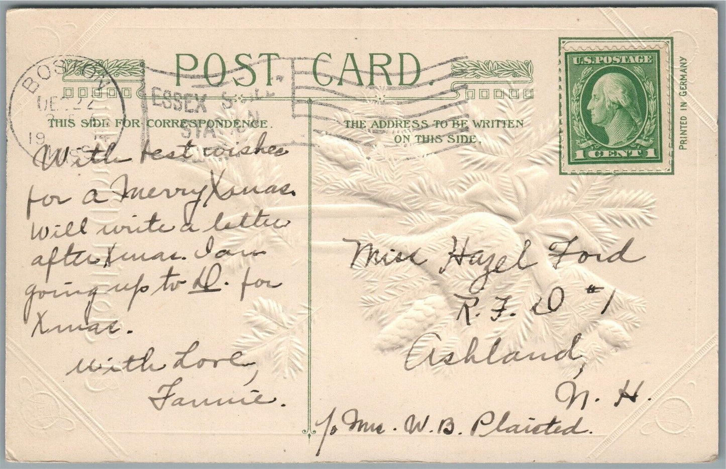 JOYFUL CHRISTMAS JOHN WINSCH ANTIQUE POSTCARD