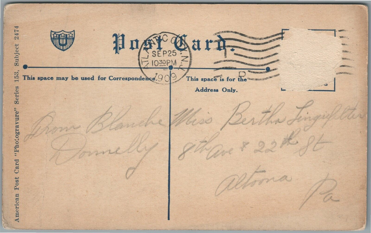 ATLANTIC CITY NJ SOUVENIR SPOON ANTIQUE POSTCARD